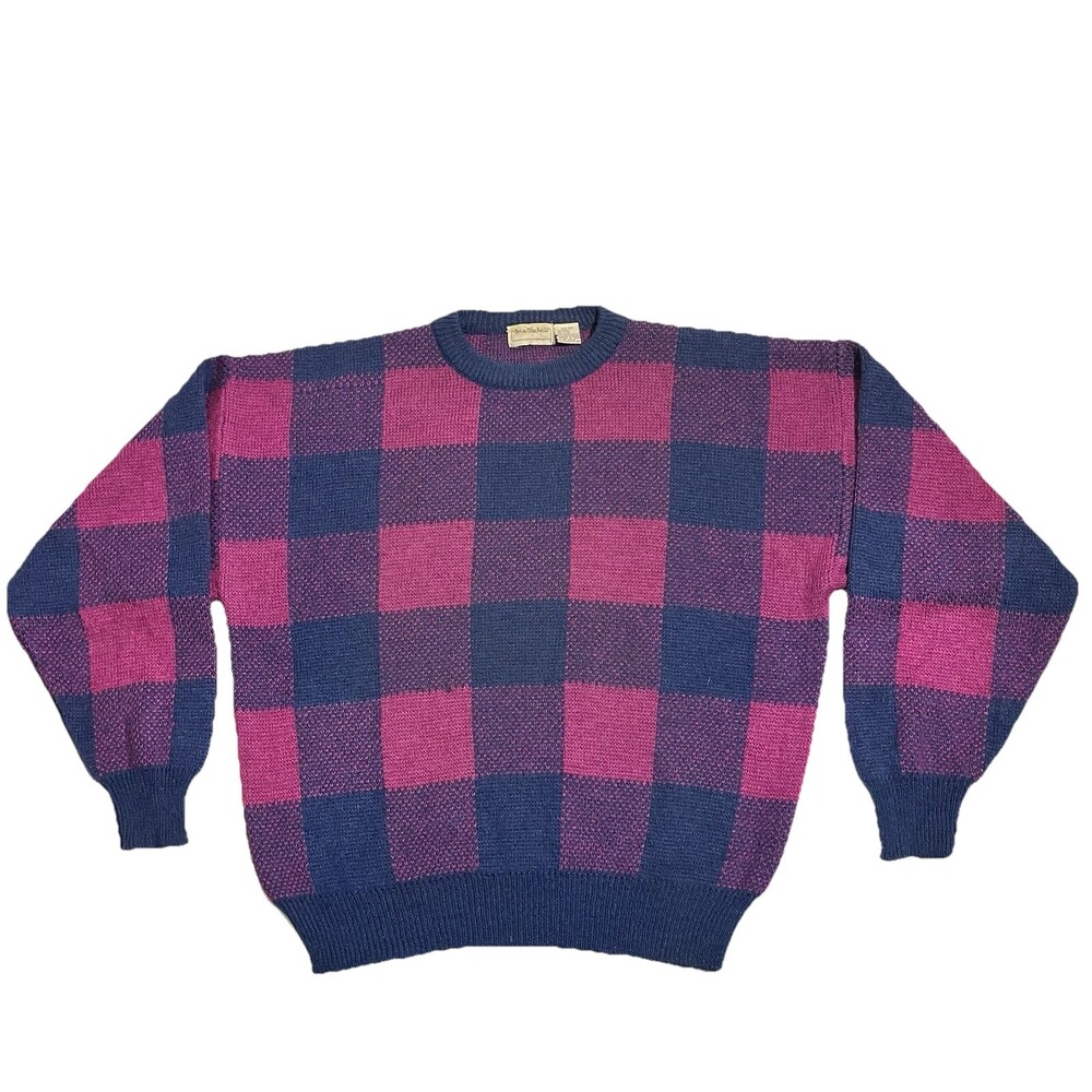 Vintage Brian MacNeil Sportswear Sweater Mens 2XL Checker Knit Crew Neck